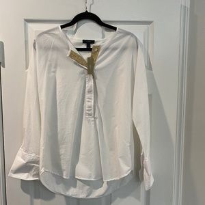 NWT J.CREW white button down with gold size large
